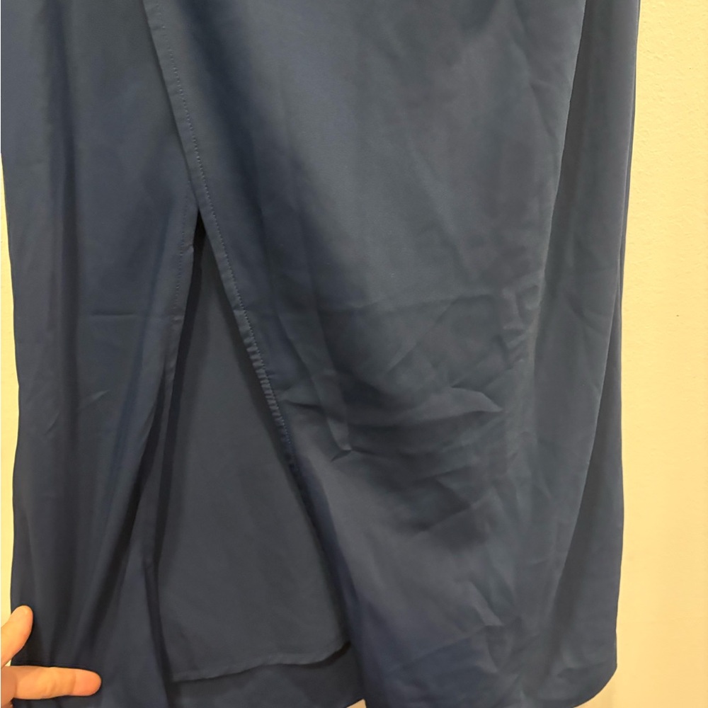 Abercrombie & fitch open back navy maxi cocktail wedding guest dress medium - Picture 3 of 7